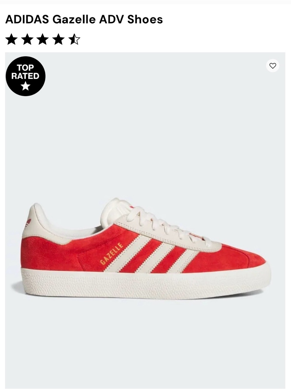 adidas Gazelle ADV Red Suede with Cream Stripes